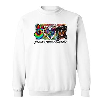 Peace Love Rottweiler Tie Dye Dog Lover Mother's Day Sweatshirt | Mazezy