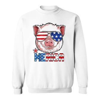 Pig 4Th Of July Merica Men Women Usa American Flag Sweatshirt | Mazezy