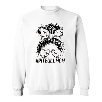 Pitbull Mom Messy Bun Hair Pittie Dog Owner Mother's Day Sweatshirt | Mazezy
