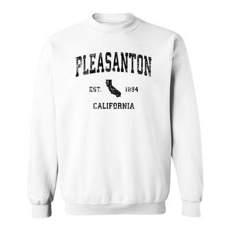 Pleasanton California Ca Vintage Sports Design Black Print Sweatshirt | Mazezy