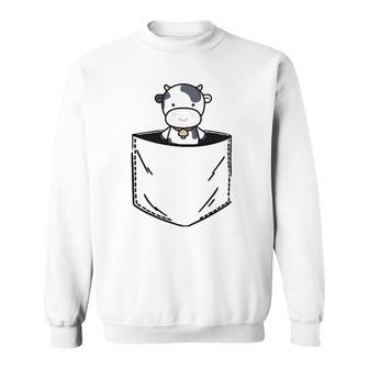 Pocket Animal Cute Cow Lover Gift Sweatshirt | Mazezy