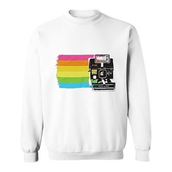 Polaroid Land Camera Color Stripe Sweatshirt | Mazezy