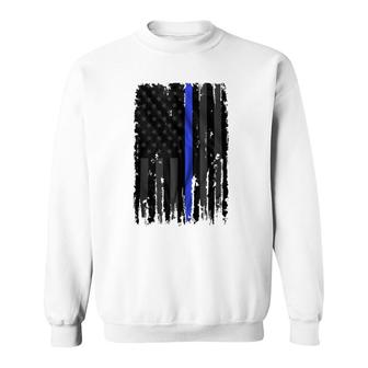 Police Blue Lives Matter Distressed Us Flag Thin Blue Line Sweatshirt | Mazezy UK