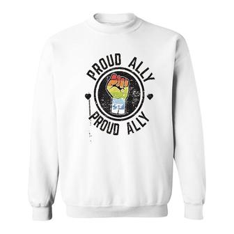 Proud Ally Lgbtq Gay Pride Parade Retro Gift Circle Sweatshirt - Thegiftio UK