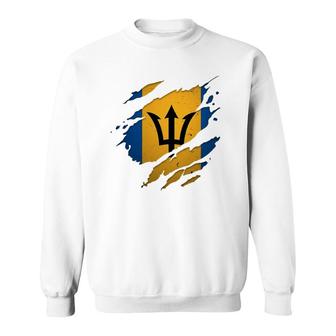 Proud Barbadian S Torn Ripped Barbados Flag Sweatshirt | Mazezy