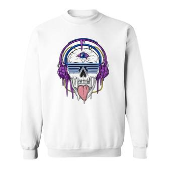 Psychedelic Skull Headphones Psytrance Techno Edm Festival Sweatshirt | Mazezy