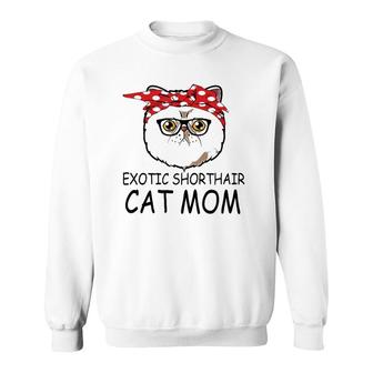 Red Bandana Exotic Shorthair Cat Mom Mother's Day Sweatshirt | Mazezy