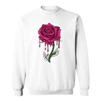 Red Rose Bleeding Floral Women Men Sweatshirt | Mazezy DE