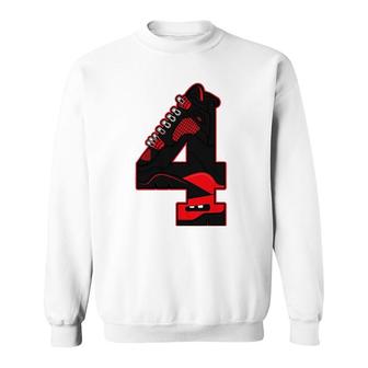 Red Thunder 4S Tee To Match Hiphop Shoes 4 Red Thunder Sweatshirt | Mazezy