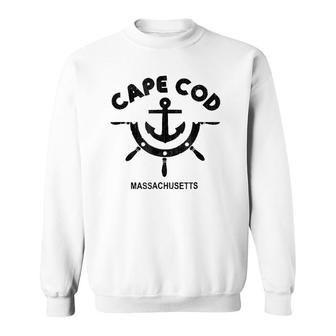 Retro Cape Cod Massachusetts Anchor Distressed Sweatshirt | Mazezy