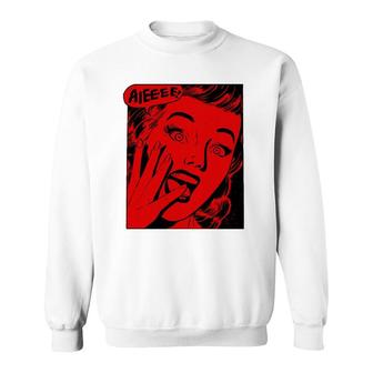 Retro Creepy Halloween Scream Horror Girl Screaming For Life Sweatshirt | Mazezy