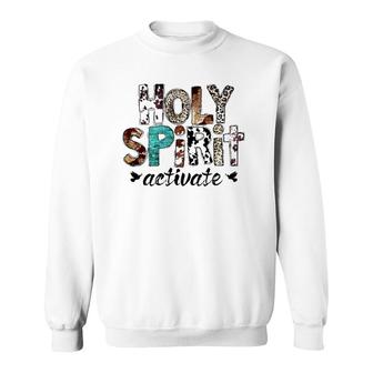 Retro Leopard Holy Spirit Activate Cowboy Rodeo Western Girl Sweatshirt | Mazezy