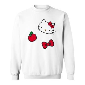 Retro Patches Red Apple Bow Sweatshirt | Mazezy