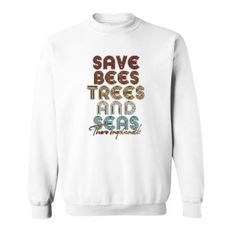Retro Save Bees And Seas Climate Change Sweatshirt | Mazezy