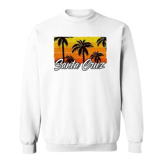 Retro Vintage Santa Cruz California Palm Tree Summer Sunset Sweatshirt | Mazezy