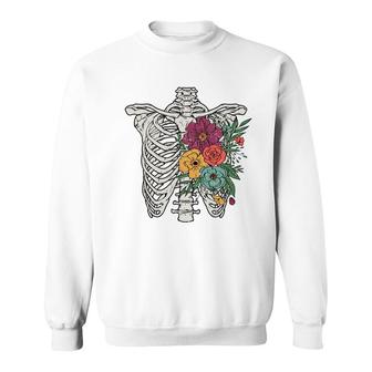 Rib Cage Floral Skeleton Vintage Retro Boho Sweatshirt - Thegiftio UK