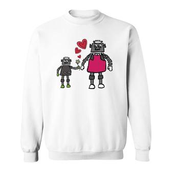 Robot Mom Mother And Son Love Mother's Day Sweatshirt | Mazezy