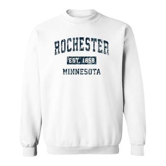 Rochester Minnesota Mn Vintage Sports Design Navy Print Sweatshirt | Mazezy