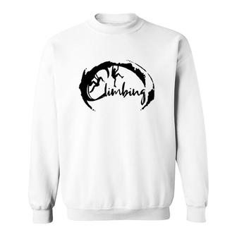 Rock Climbing Lettering With Climber And Female Climber Climbing Bouldering Sweatshirt | Mazezy