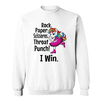Rock Paper Scissors Throat Punch I Win Funny Sweatshirt | Mazezy AU