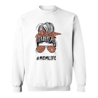 Rose Messy Bun Mom Life Matching Mommy Daughter Mother Sweatshirt | Mazezy