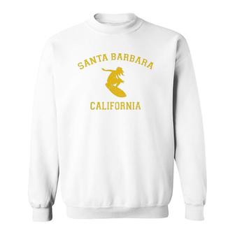 Santa Barbara California College-Style Woman Surfing Sweatshirt | Mazezy