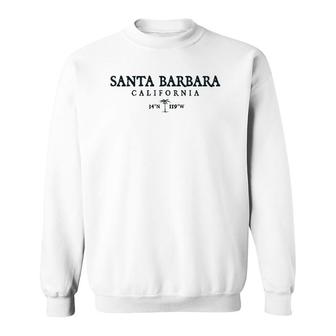 Santa Barbara California Palm Tree Surf Beach Gift Sweatshirt | Mazezy
