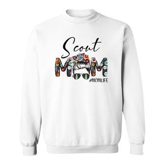 Scouting Scout Mom Life Messy Bun Hair Mother's Day Sweatshirt | Mazezy