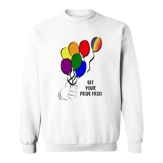 Set Your Pride Free Rainbow Balloon Lgbt Gift Sweatshirt | Mazezy