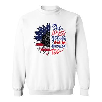 She Loves Jesus And America Too Sweatshirt | Mazezy