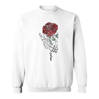 Skeleton Hand Holding Rose Tattoo Clothing Vintage Sweatshirt | Mazezy