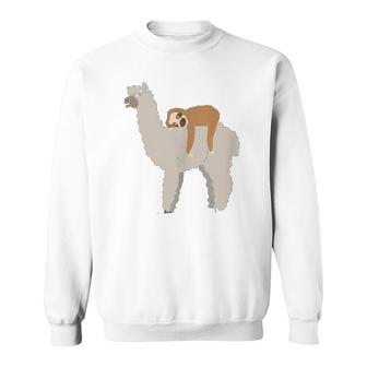 Sloth Riding Llama Adorable Fluffy Lama And Sleepy Sloth Pals Sweatshirt | Mazezy