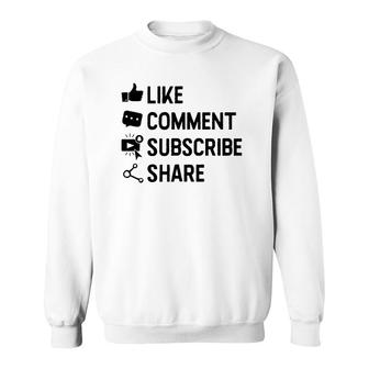 Social Media Like Comment Subscribe Share Gift Sweatshirt | Mazezy