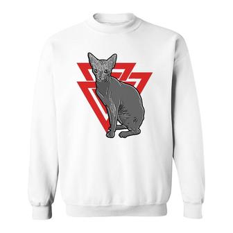 Sphynx Cat Gothic Death Metal Valknut Sweatshirt | Mazezy