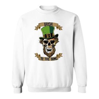 St Patrick's Day Leprechaun Skull Irish To The Bone Sweatshirt | Mazezy
