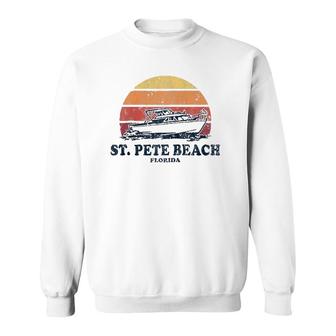 St Pete Beach Fl Vintage Boating 70S Retro Boat Design Raglan Baseball Tee Sweatshirt | Mazezy