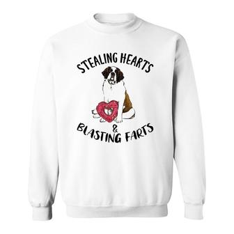 Stealing Hearts Blasting Farts St Bernard Valentine's Day Sweatshirt | Mazezy