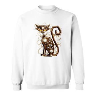 Steampunk Vintage Clockwork Cat Lovers Gift Sweatshirt | Mazezy