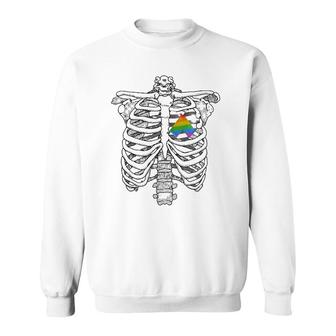 Straight Alliance Ribcage Gift For Straight Ally Pride Flag Sweatshirt | Mazezy