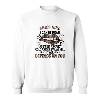 Sweet As Candy Cold As Ice Aries Leopard Aries Girls Birthday Gift Sweatshirt - Seseable