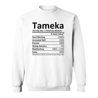 Tameka Nutrition Personalized Name Funny Christmas Gift Idea Sweatshirt | Mazezy