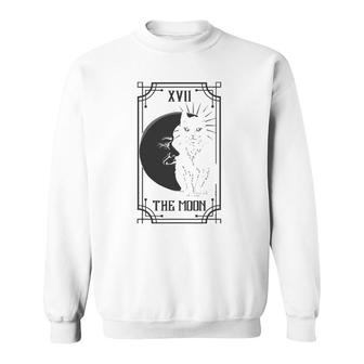Tarot Card The Moon And The Cat Gothic Pagan Sweatshirt | Mazezy