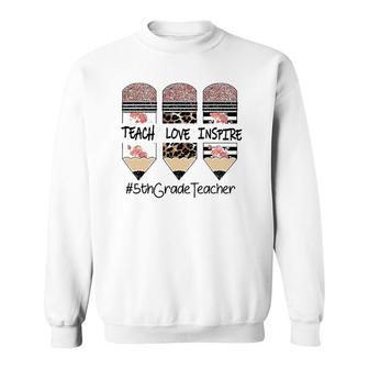 Teach Love Inspire 5Th Grade Teacher Crayon Sweatshirt | Mazezy
