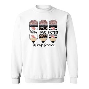 Teach Love Inspire Pre K Teacher Crayon Sweatshirt | Mazezy AU