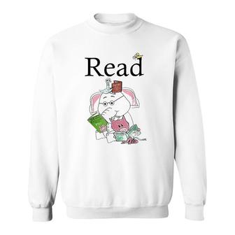 Teacher Library Read Book Club Piggie Elephant Pigeons Sweatshirt | Mazezy