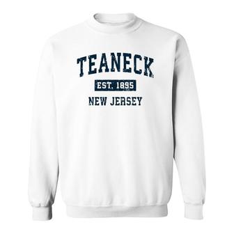 Teaneck New Jersey Nj Vintage Sports Design Navy Print Pullover Sweatshirt | Mazezy
