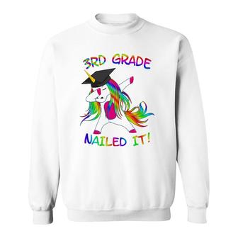 Third Grade Graduation Dabbing Unicorn Boy Girl Sweatshirt | Mazezy