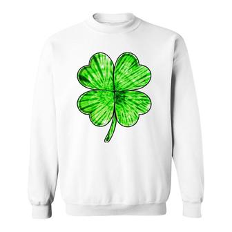 Tie Dye Shamrock Lucky Four-Leaf Clover St Patrick's Day Sweatshirt | Mazezy