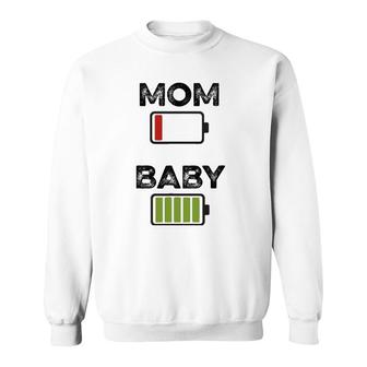 Tired Women Low Battery Mom & Baby Full Charge Funny Sweatshirt | Mazezy