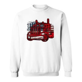 Truck Driver American Flag Trucker Gift Semi Truck Sweatshirt | Mazezy